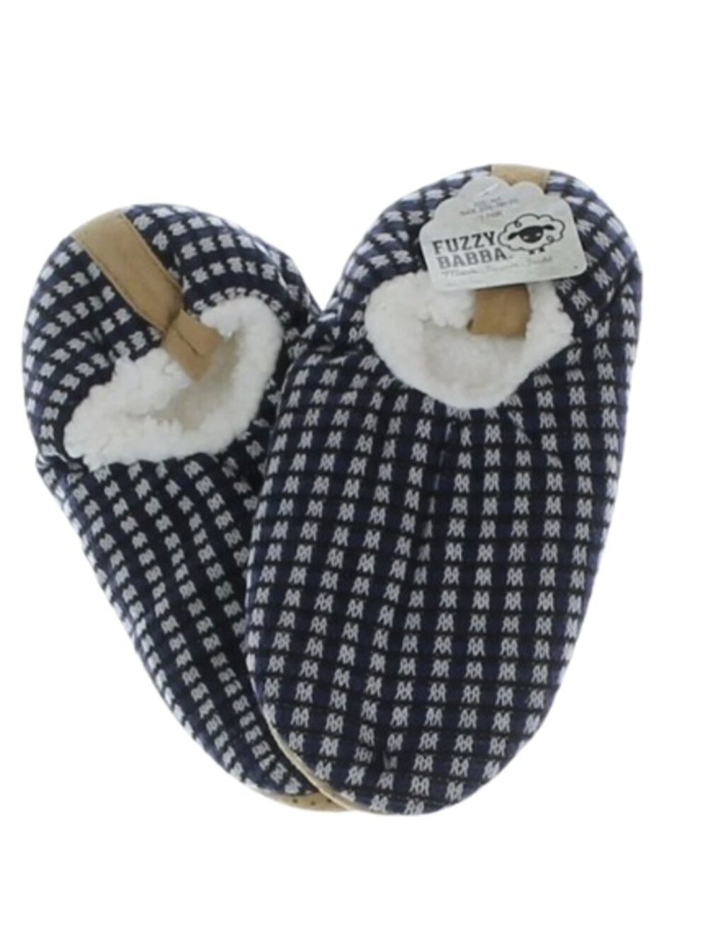NWT Fuzzy Babba Sherpa Lined Slipper Socks Blue White M/L 7 1/2 - 9 1/2